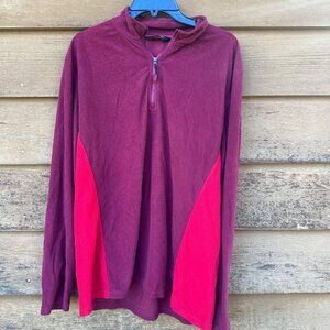 Vintage Pacific Trail Maroon Red Pull Over Long Sleeve Mens Shirt Size L